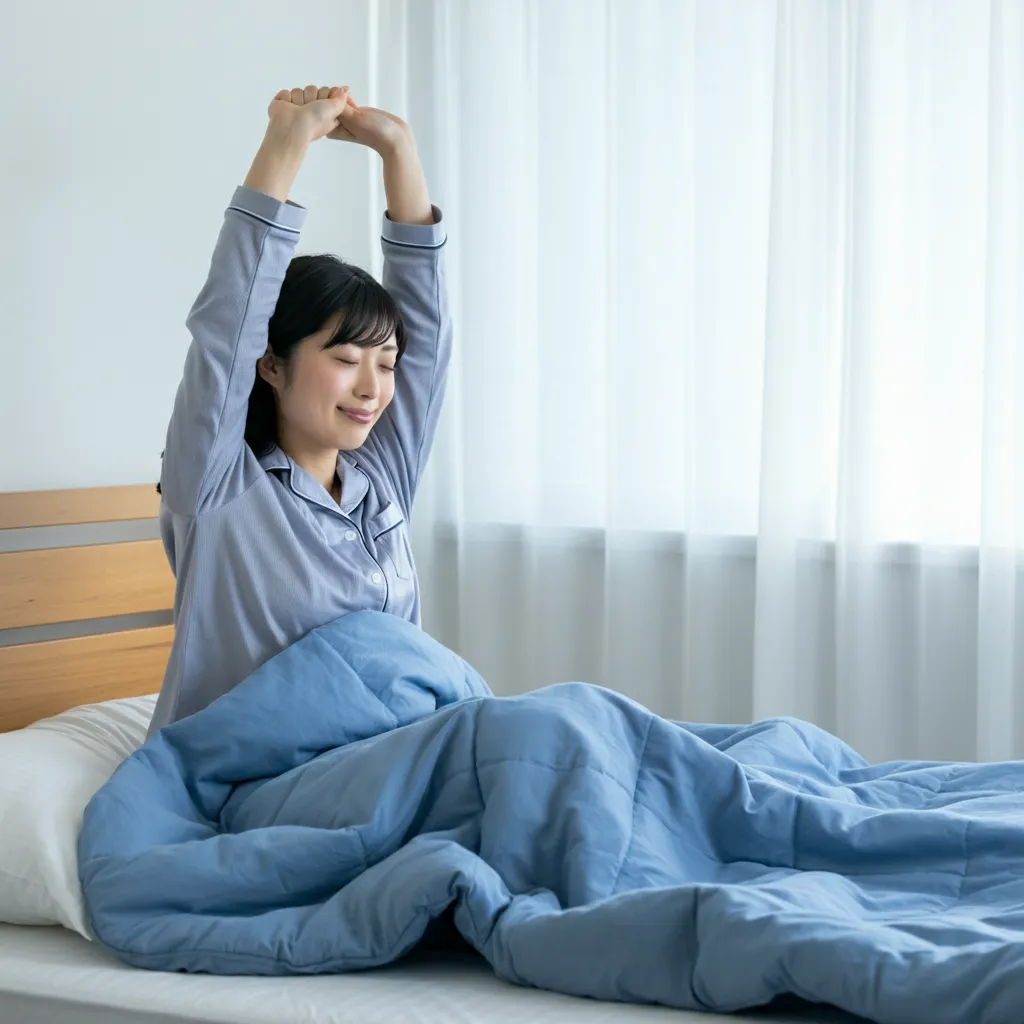 快眠で目覚める30代女性