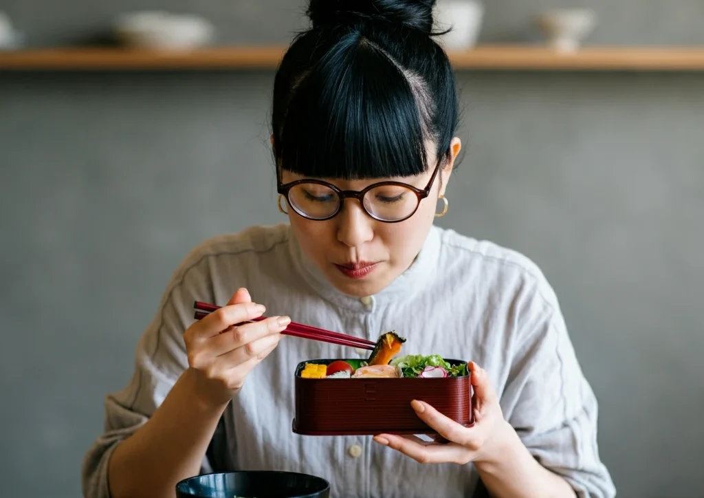 食事を食べる女性