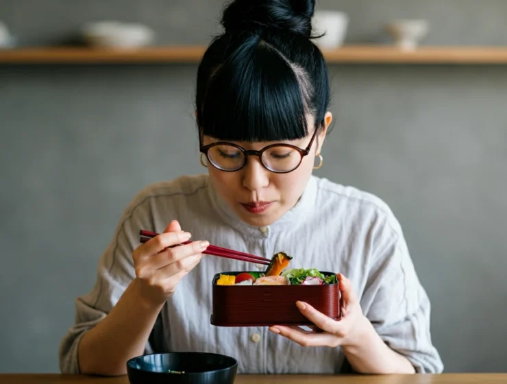 食事を食べる女性